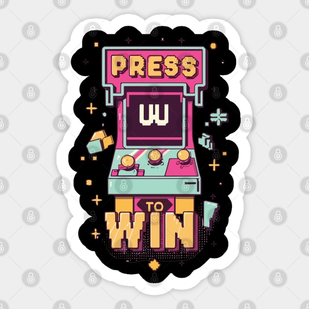 "Press to win" a Funny arcade Clothing design for gamer Sticker by XYDstore